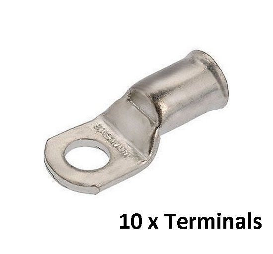 10 x NARVA 57120 CABLE LUG EYELET (10mm2) 6mm STUD 8 B&S DUAL BATTERIES, 4WD 4X4