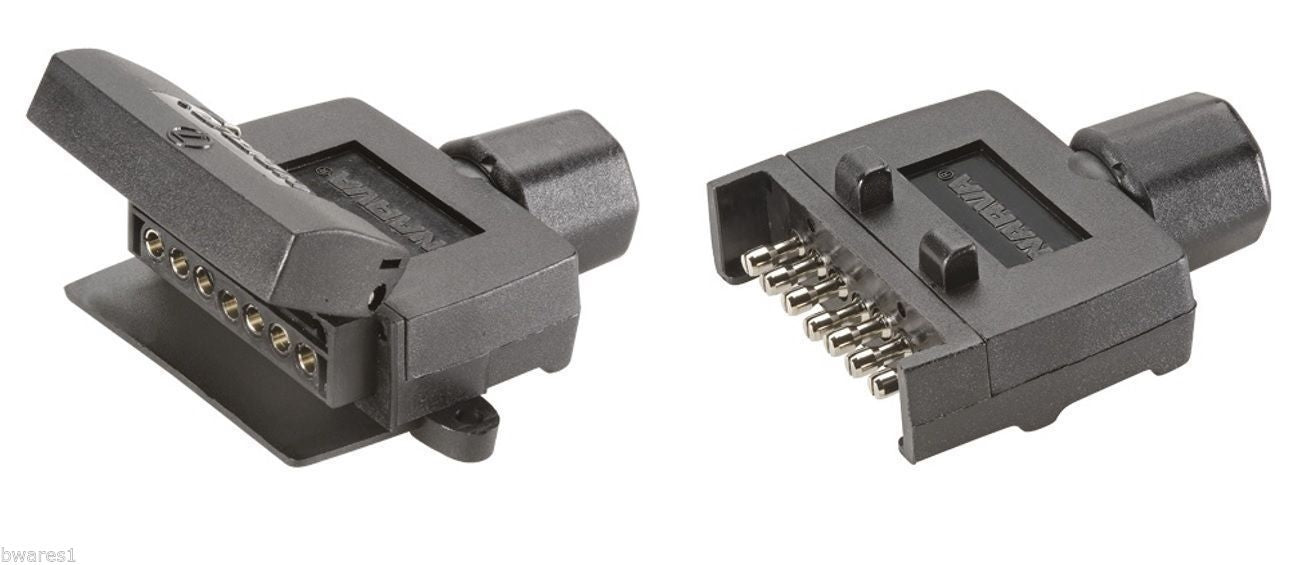 NARVA 82042 + 82141 7 PIN FLAT "QUICKFIT" TRAILER SOCKET AND PLUG