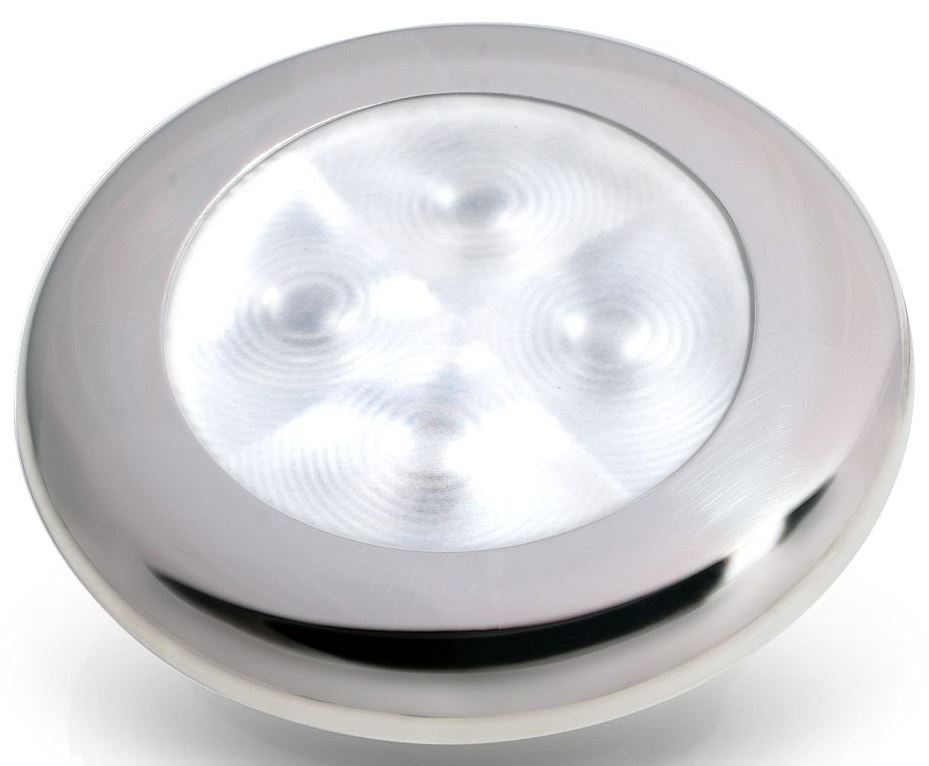Hella Marine White LED Round Courtesy Lamp - 2XT 980 501-521 - Polished Stainless Steel
