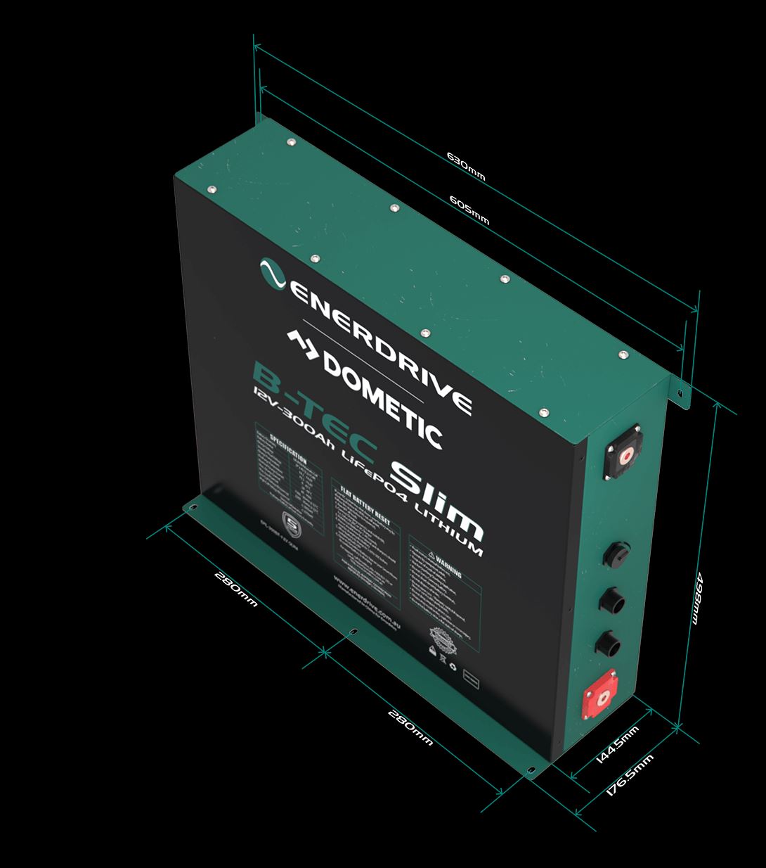 The VOYAGER ENERDRIVE Vehicle Canopy Off-Grid Power System 3000 Watt 100A Inverter-Charger 40A DC with 300ah Slim Battery