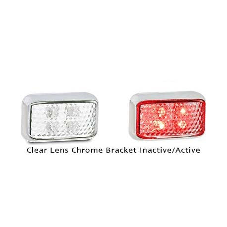 LED Autolamps 35CCRM 12-24 Volt Rear End Outline Clear Chrome Bracket Marker Lam