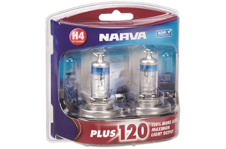 Narva 12V H4 60/55W PLUS 120 HALOGEN HEADLIGHT GLOBES 48362BL2