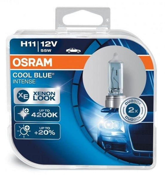 OSRAM H11 COOL BLUE INTENSE +20% 4200K White Halogen Headlight Bulb 12V 55W