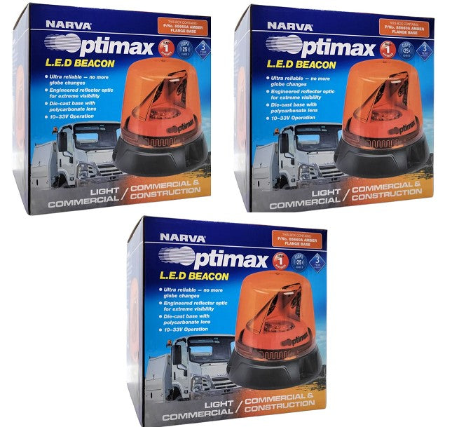 10 x Narva Optimax LED Rotating Beacon Amber 10-33V Class 1 LED Beacon Amber 856