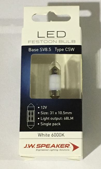 JW Speaker LED 31mm Festoon C5W 6000K White 12V for INTERIOR MAP LIGHT