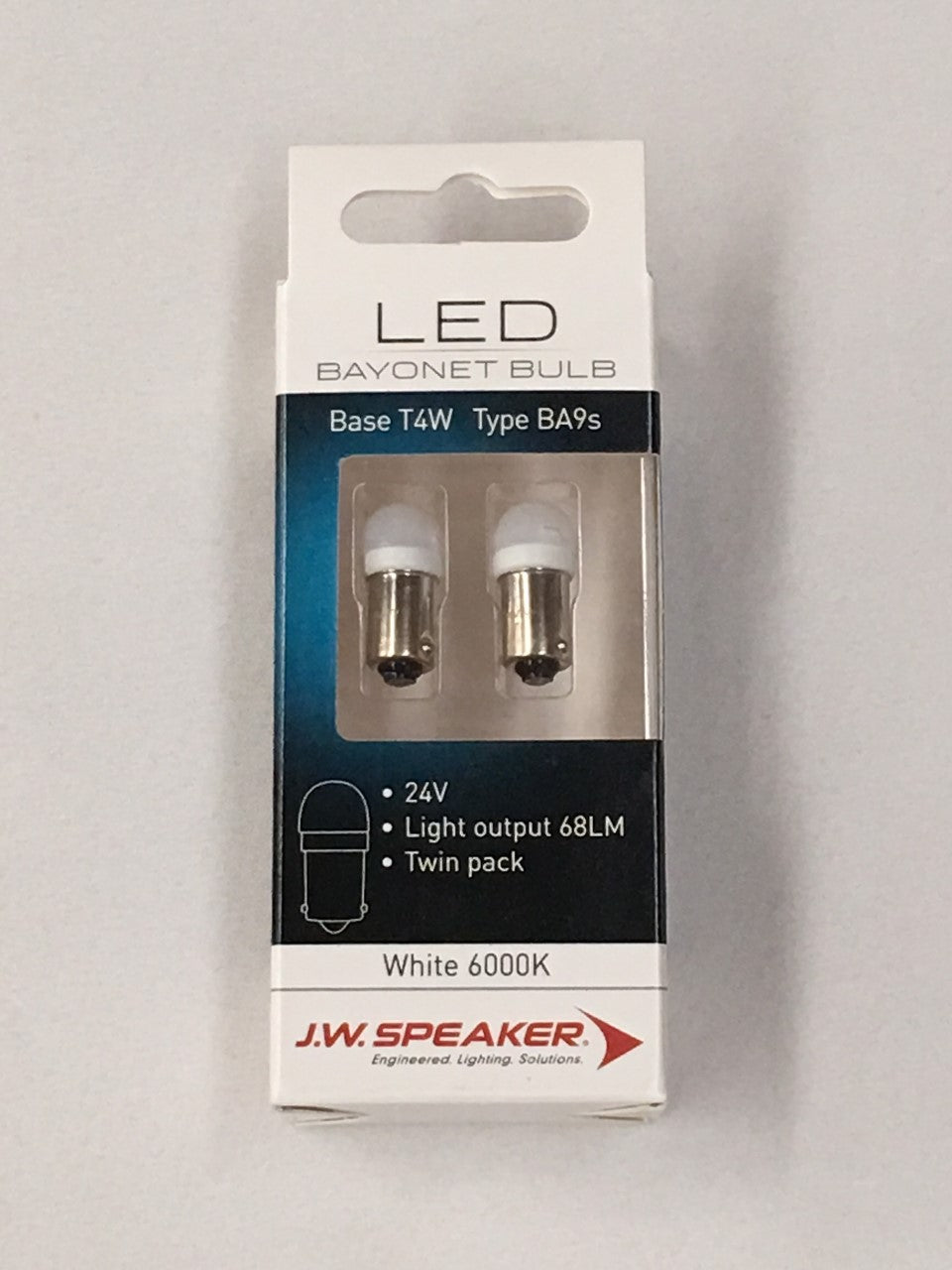 PAIR JW Speaker LED T4W BA9s 6000K Bright White bulb 24 Volt
