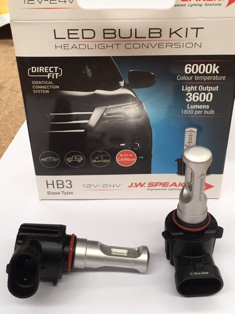 JW Speaker HB3 9005 LED 6000K DIRECT FIT LED GLOBE - BUILT IN CANBUS pair