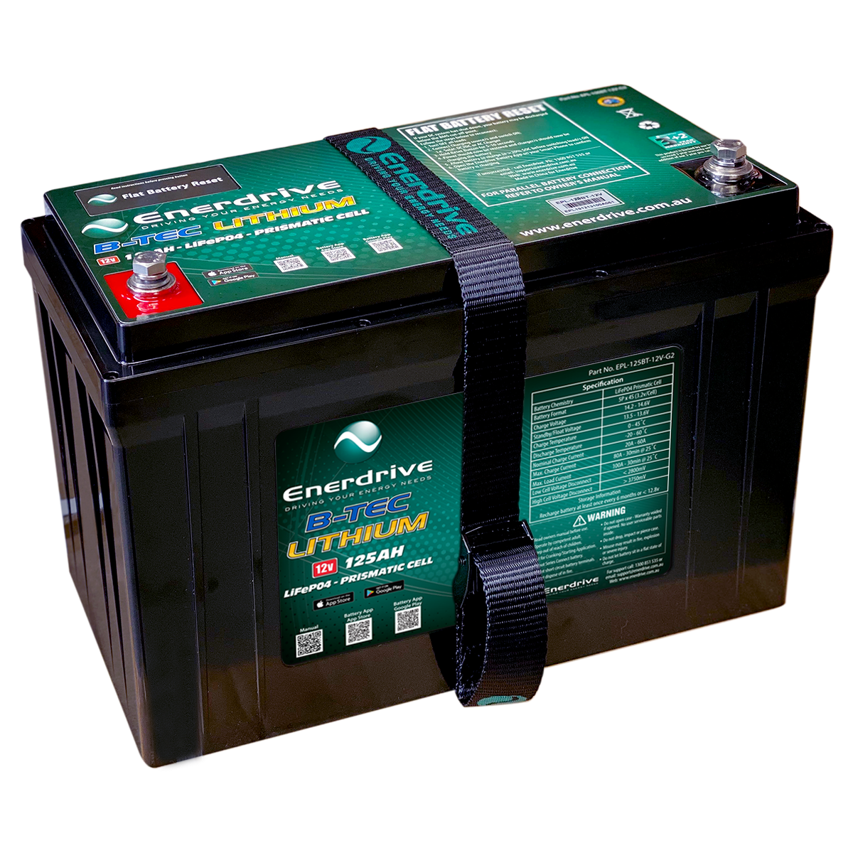 Enerdrive B-TEC 12V 125Ah G2 Lithium Battery EPL-125BT-12V