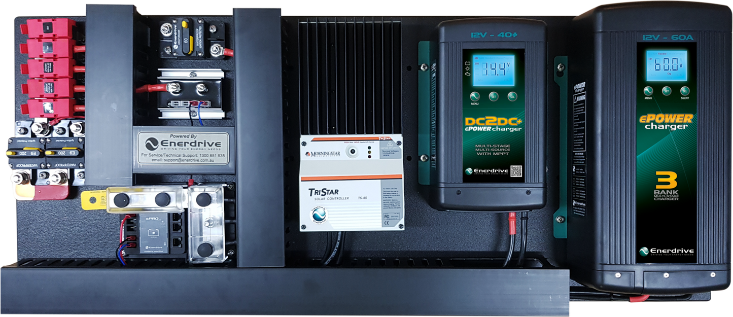 Enerdrive 60A AC and DC DIY Installation Kit with Morningstar TriStar 45Amp Solar Controller & ePRO Plus Monitor (K-AGM-Board-J)
