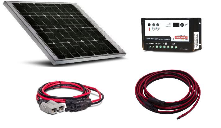REDARC 50W MONOCRYSTALLINE SOLAR PANEL with REGULATOR and WIRING KIT