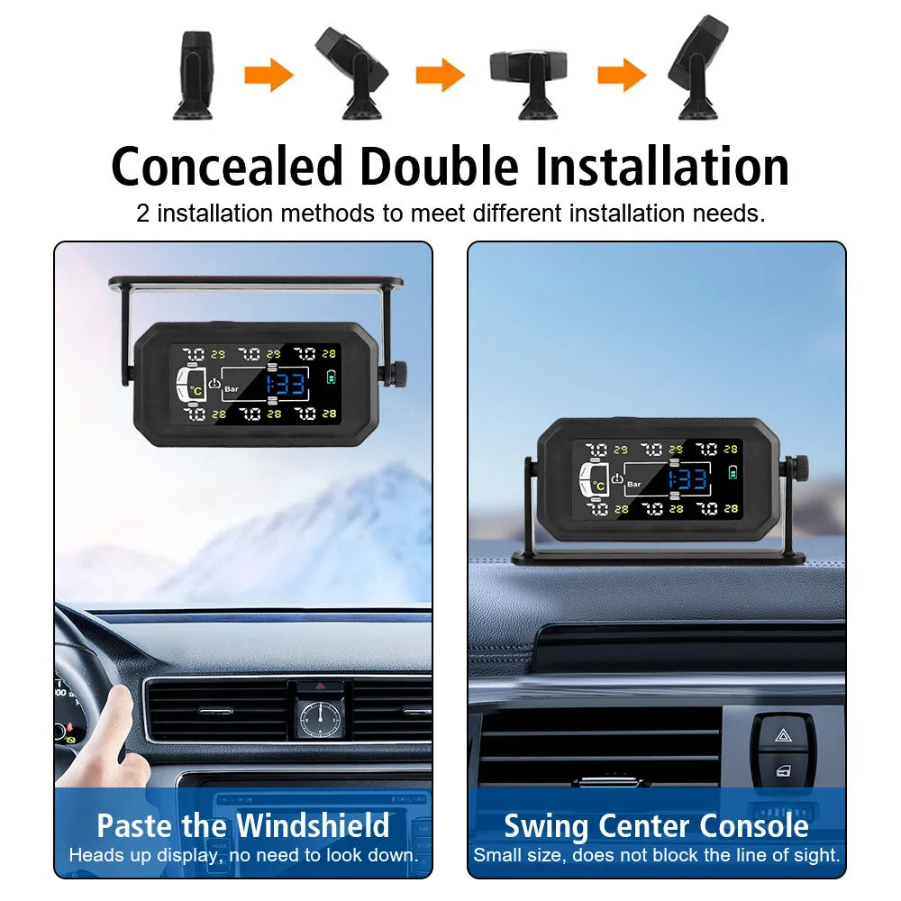 Tire Pressure Monitoring System H13 Truck Car Tyre Pressure Monitor 6 External Sensors Temperature Warning Fuel Save Intelligent