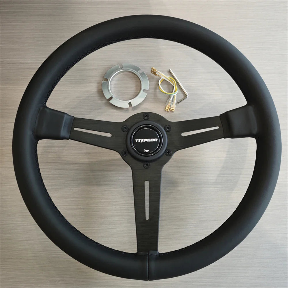 Tiypeor Car Sport Racing Microfiber Universal 350MM Steering Wheel
