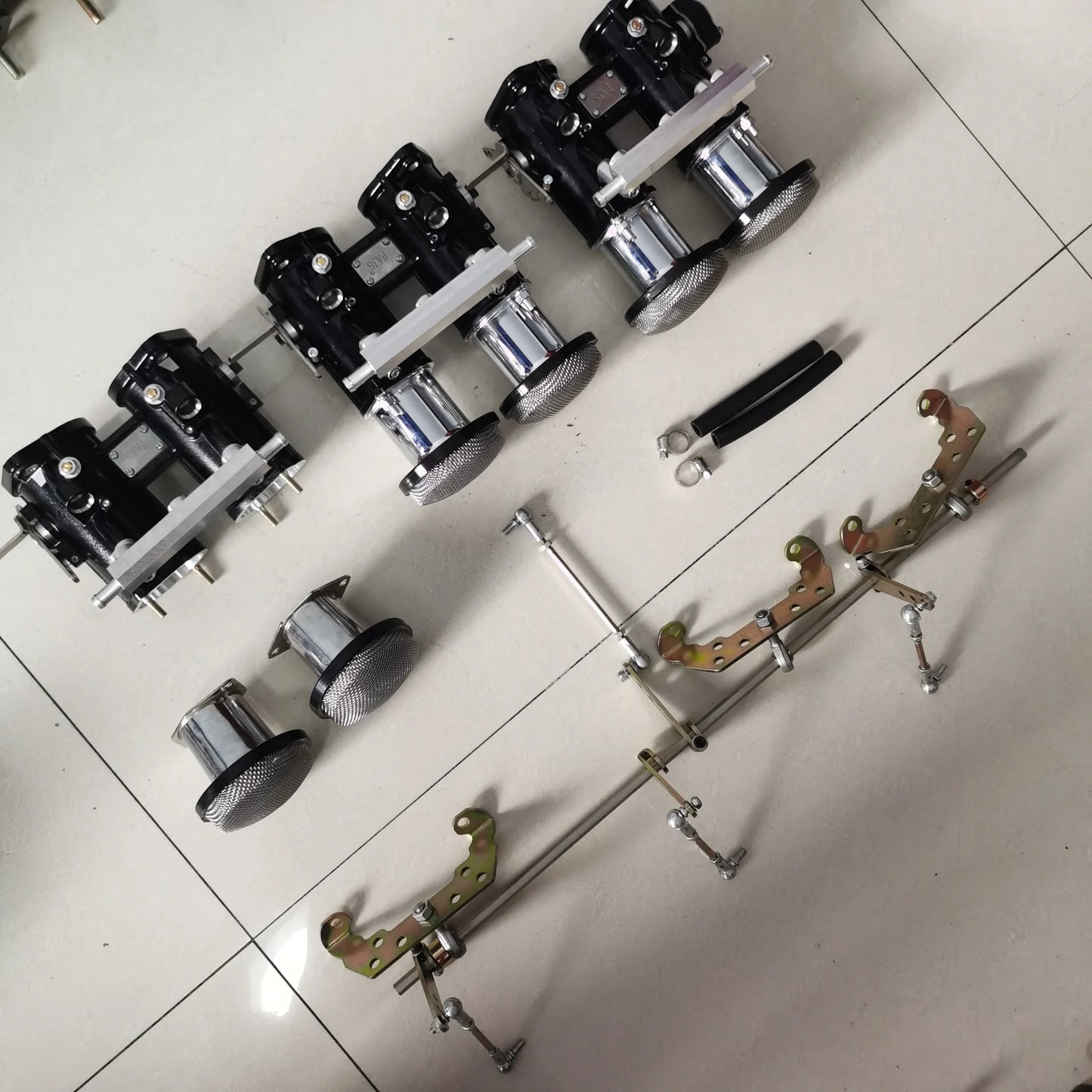 TZ5-1-3-6 three 40DCOE throttle bodies kit for In-line 6-cylinder engine and Carburetor top rod linkage,without manifold