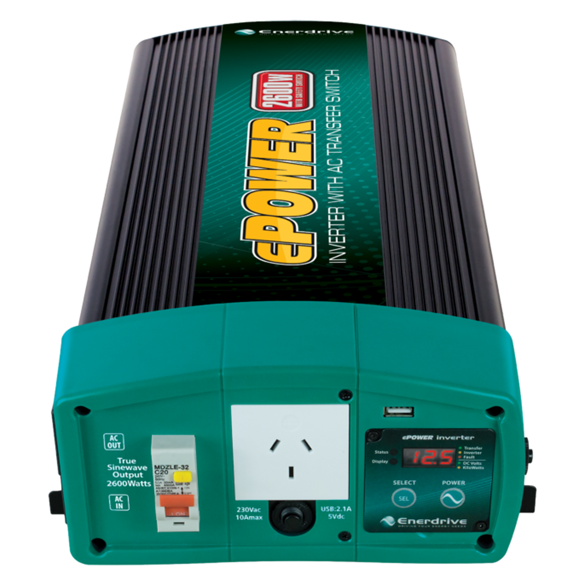 Enerdrive ePOWER 2600W 12V Sine Wave Inverter w AC Transfer & Safety Switch EN12