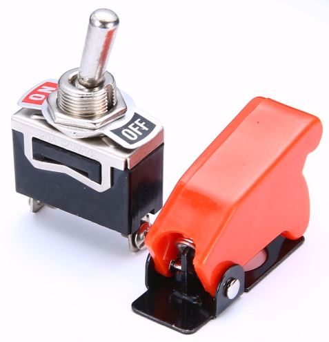 3 x Missile Switch Toggle on / off - Red - 12 Volt 20 Amp - Metal
