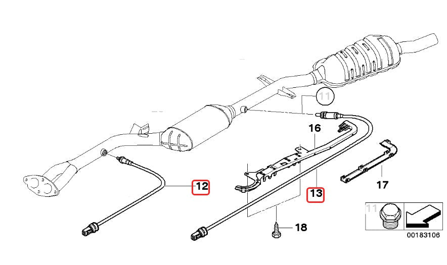 2 x Post-Cat Oxygen Sensors O2 for BMW 318i E46 02/2004-04/2005 N46B20A 2.0L