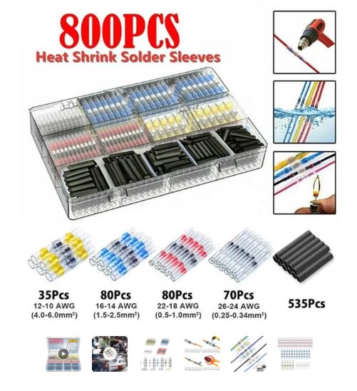 800 Piece Heat Shrink Butt Crimp assortment kit