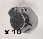 10 x 7 Pin Socket Large Flat Sided Aluminium Clip Type Inner Base - TS-61 - BULK