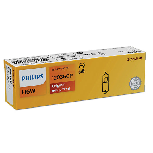 10pc Philips OEM 12036CP H6W 12V 6W BAX9s halogen light bulb globe