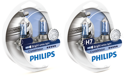 Philips H4 + H7 Crystal Vision Package Halogen Bulbs For Ford Territory SX SY