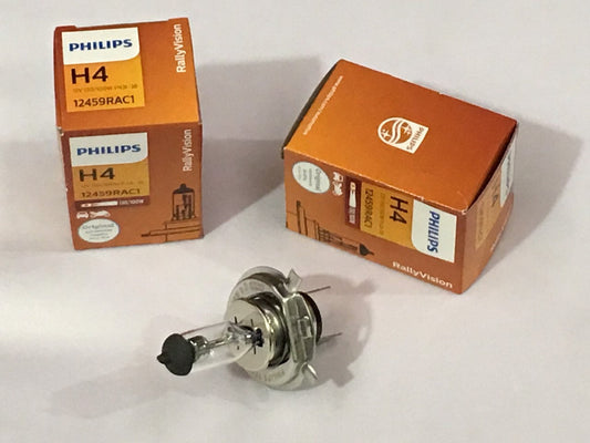 2 x Philips H4 Rally Essential Power 12V 130W /100W Halogen light globe lamp Bul
