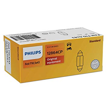 10pc Philips OEM 12864CP 41mm x 10.5mm 12V 5W Festoon Halogen Light Bulb