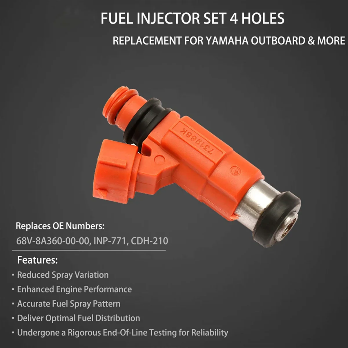 880887T1 for Mercury 115 Efi 4 Stroke Fuel Injector Injection Parts 880887T-1 Cdh210 68V-8A360-00-00,4PCS
