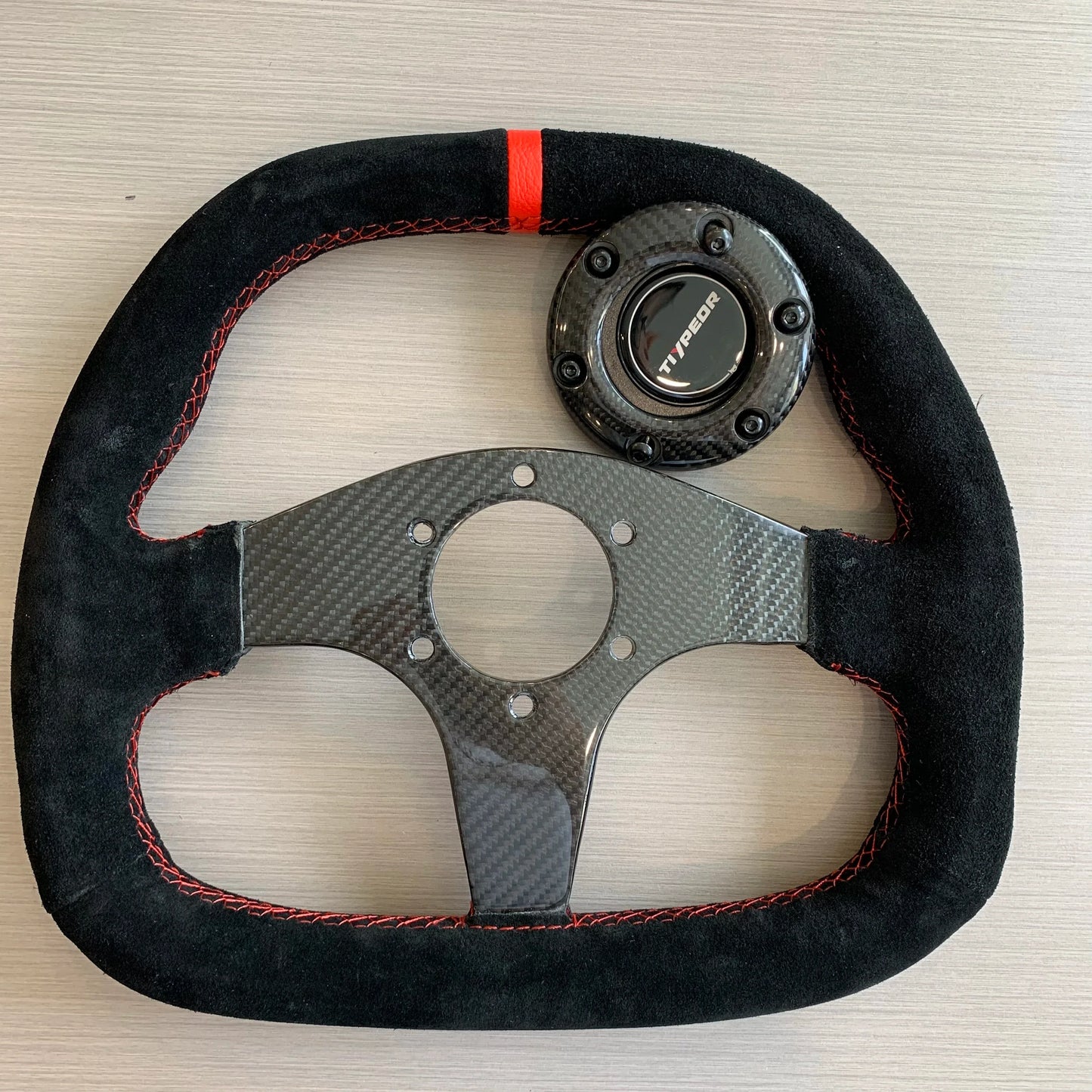 Tiypeor Universal 330mm Suede Leather Steering Wheel carbon fiber bracket