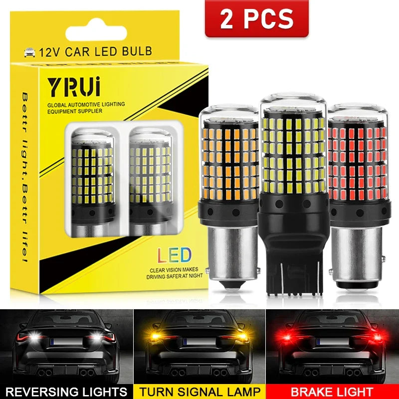2pcs 12-48V New LED Bulbs 144smd Lamp Reverse Turn Signal Light BA15S P21W BAU15S PY21W 7440 W21W P21/5W 1157 BAY15D