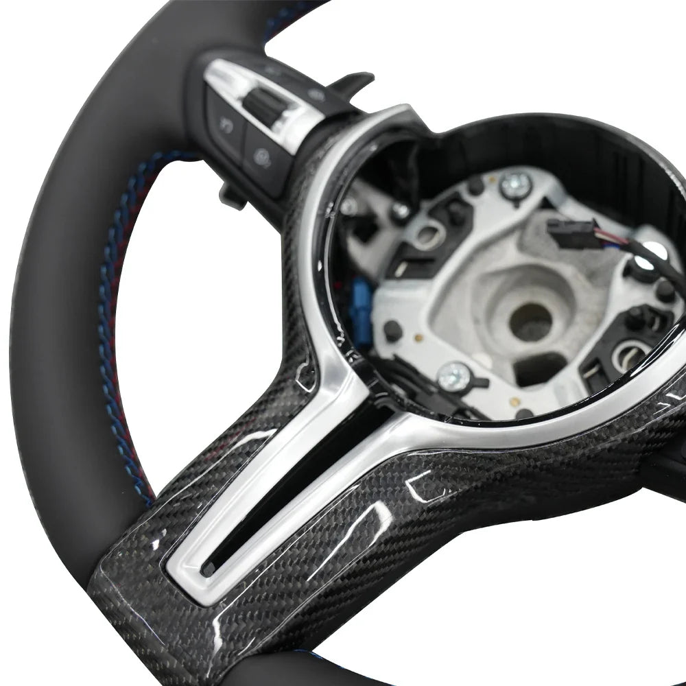 Leather Paddleshift Steering Wheel for BMW 5 6 7 Series F01 F02 F06 F07 F10 F11 F12 F13 M SPORT Carbon Fiber Trim