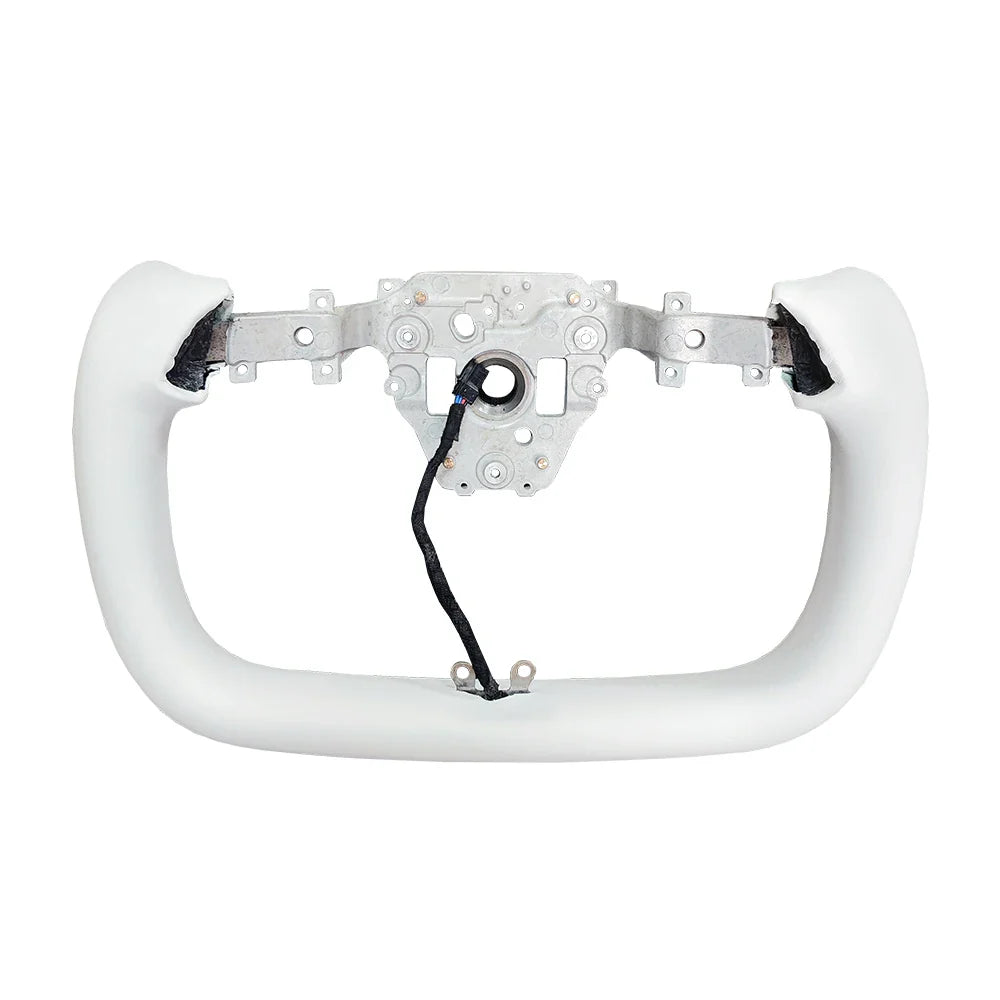 New Model Y Modified Yoke Steering Wheel with Heating for Tesla Custom Accessories Black White Leather Racing Car Handle