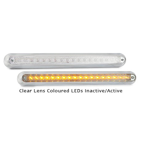 LED Autolamps 380CCA12 12 Volt Surface Mount Chrome Bracket Clear Lens Rear Indi