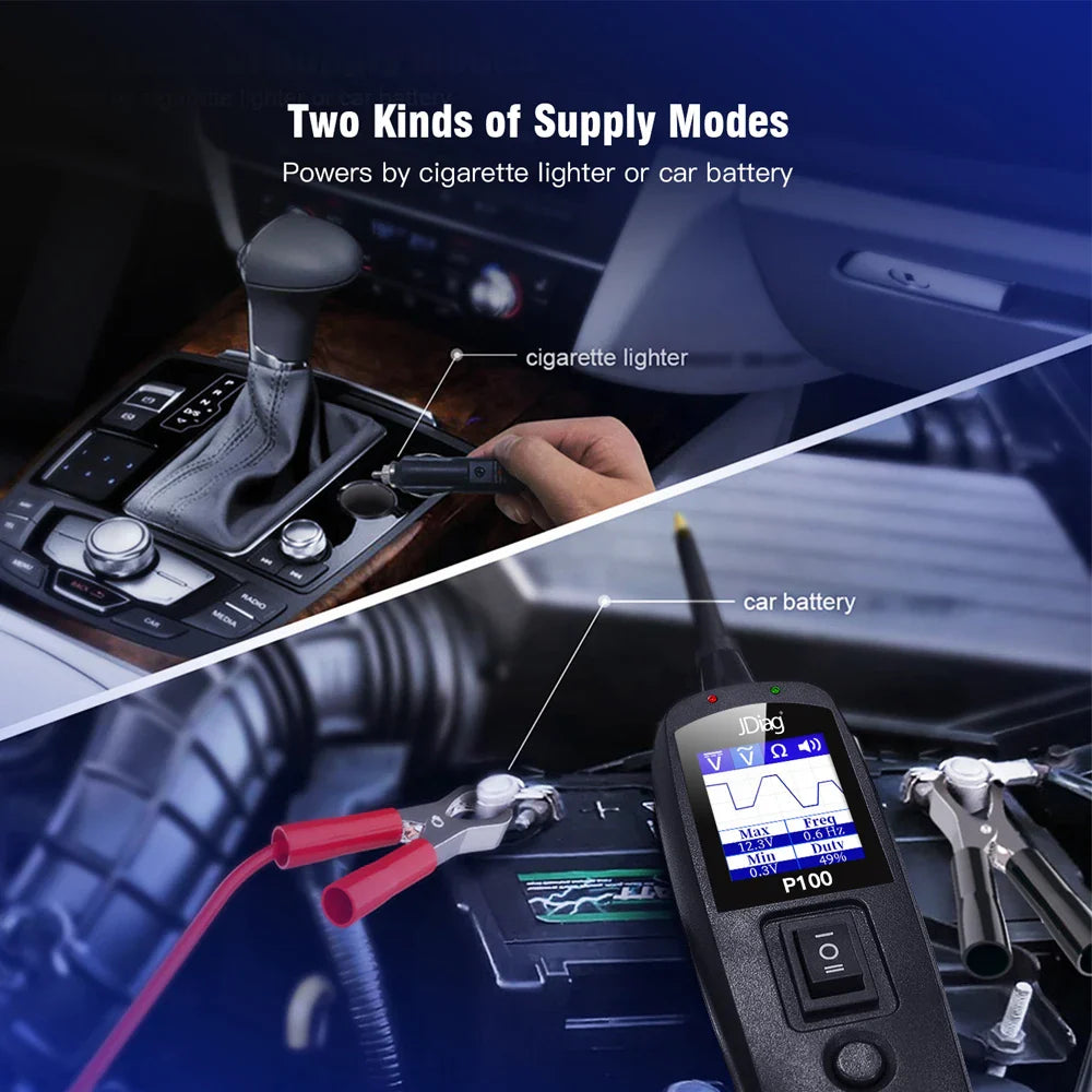 Car Diagnostic Tool P100 Auto Power Circuit Probe Circuit Tester Car Voltage Detector Electrical System 12V 24V Battery Scanner