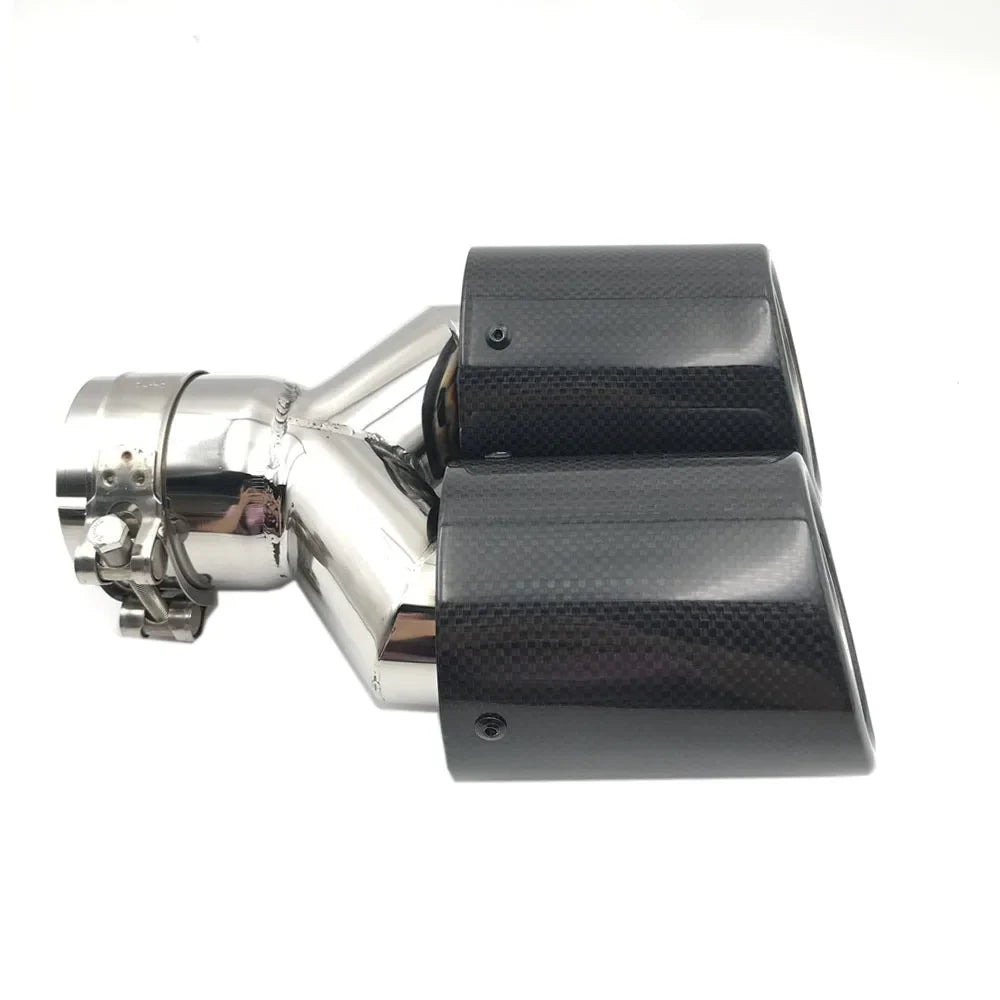 1 Piece Y Model Glossy Carbon Exhausts Dual End Tips For BMW For BENZ For VW Exhaust Dual Muffler Pipes Tail Tips For Ak