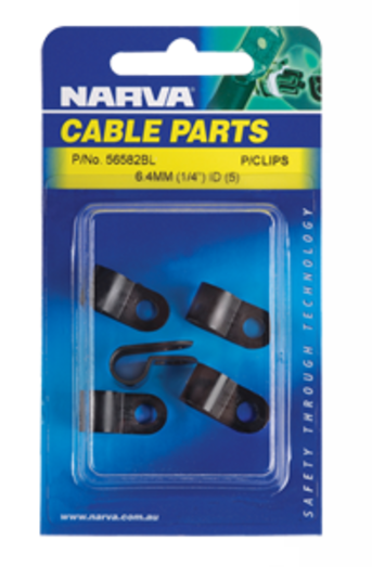 56585BL Narva Black Plastic Cable Clamps U.V. Weather Resistant - 12.7mm