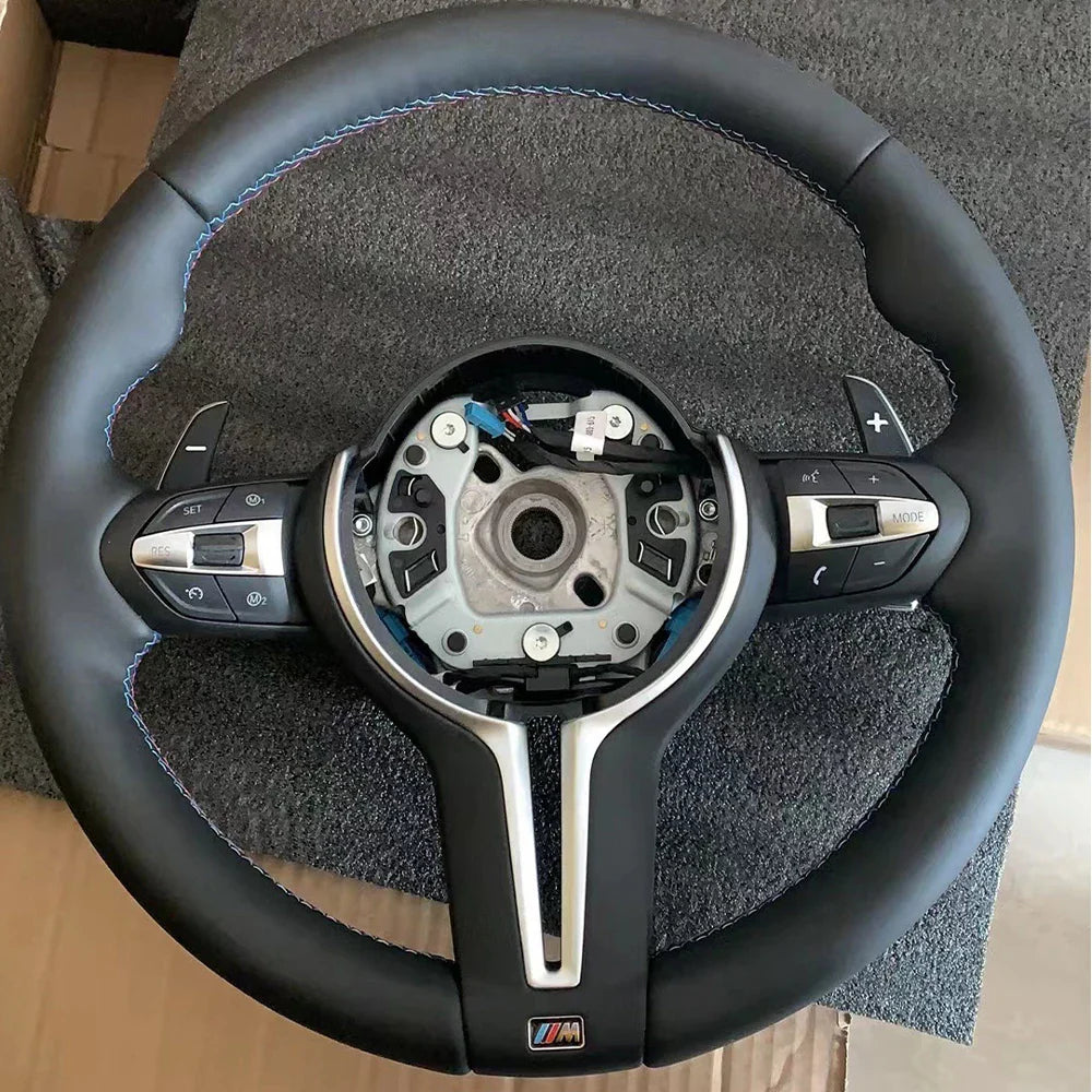 For BMW M3 M6 E F-chassis Models NAPA Leather Steering wheel  Hand Sewn Tricolor Thread Steering wheels Car Accessories