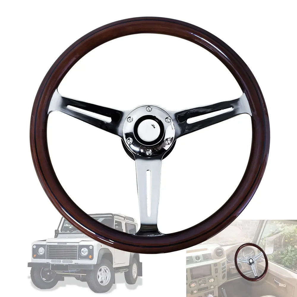 14inch 360mm Universal Retro Car Wood Film Steering Wheel Classic Vintage Wooden Sports Steering Wheel for Land rover defender