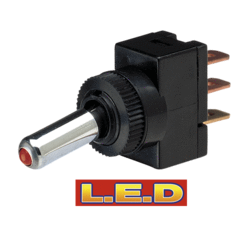 60049BL Narva Off / On Plastic Toggle Switch with Red L.E.D