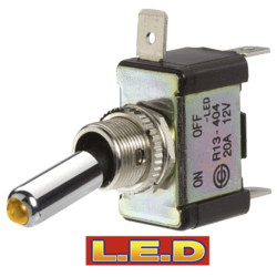 60285BL Narva Off / On Metal Toggle Switch with Amber L.E.D