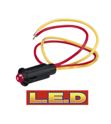 62077BL Narva 24 Volt Pilot Lamp Pre-wired with Red L.E.D