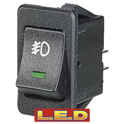 63027BL Narva Off / On Standard Rocker Switch with Green L.E.D and Front Fog Sym