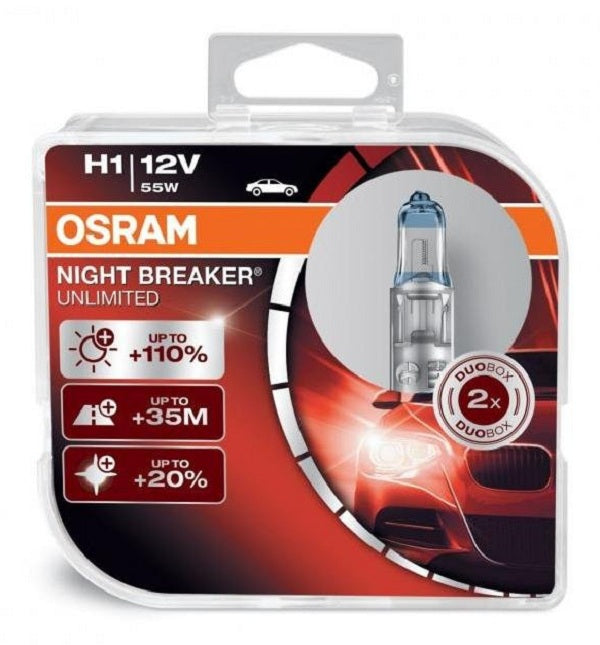 OSRAM H1 +110% Night Breaker Unlimited Headlight Beam Bulb Globe Light 12V 55W