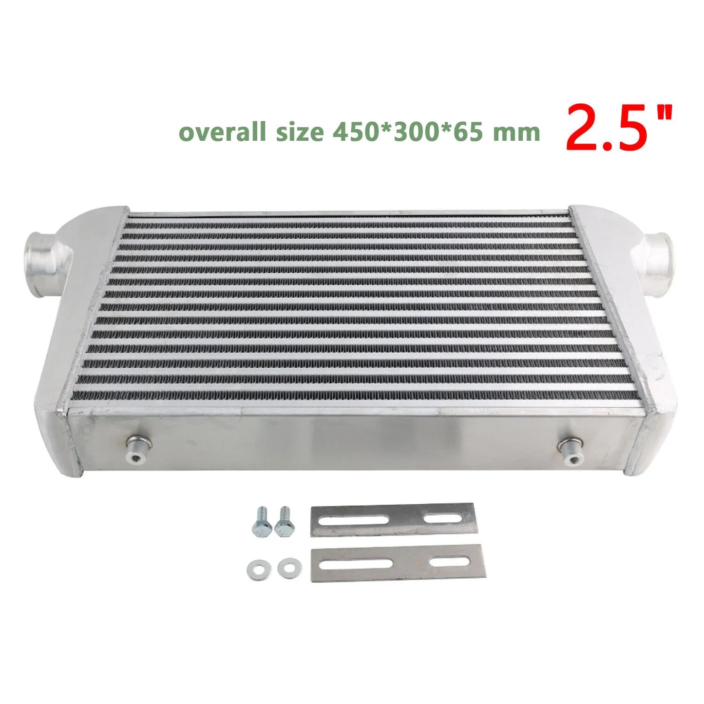 Universal Aluminum Intercooler oversize 450 X 300 X 65mm Inlet/Outlet 2.5" Tube & Fin front mount