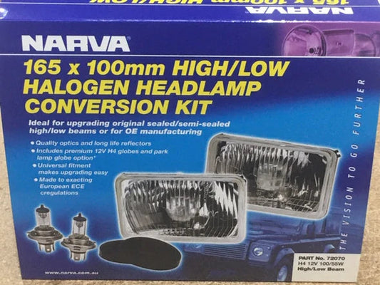 NARVA HALOGEN HEADLAMP CONVERSION KIT 165 X 100MM HIGH/LOW BEAM 72070