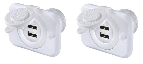 81134WBL NARVA TWIN USB SOCKET 4 x 4 - Pack of 2 - WHITE
