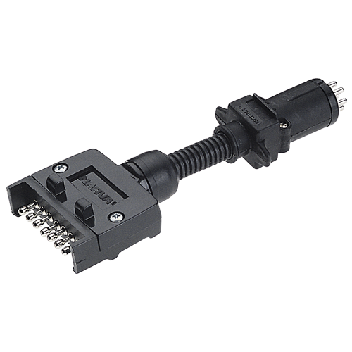 82230BL Narva 7 Pin Flat Socket on Car to 6 Pin Small Round Plug on Trailer