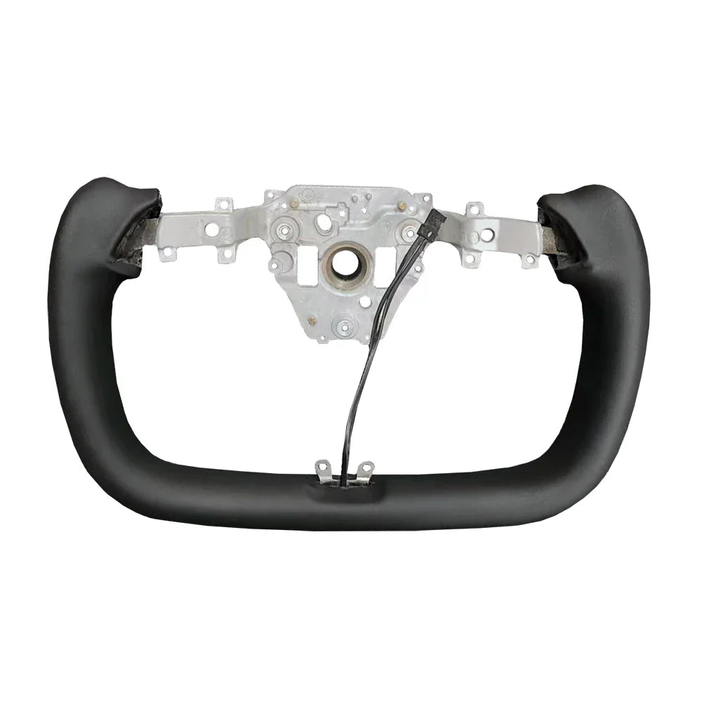 New Model Y Modified Yoke Steering Wheel with Heating for Tesla Custom Accessories Black White Leather Racing Car Handle