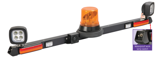 85078A Narva 12 Volt L.E.D Rotating Mine Bar - 1.2m with L.E.D Work Lamps Flood