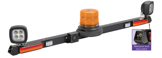 85084 Narva 12/24 Volt L.E.D Strobe Mine Bar - 1.2m with L.E.D Work Lamps Flood
