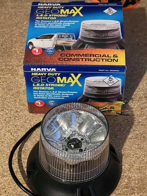Narva LED Geomax 12/80V Class 1 Strobe Amber with Clear Housing 85250AC
